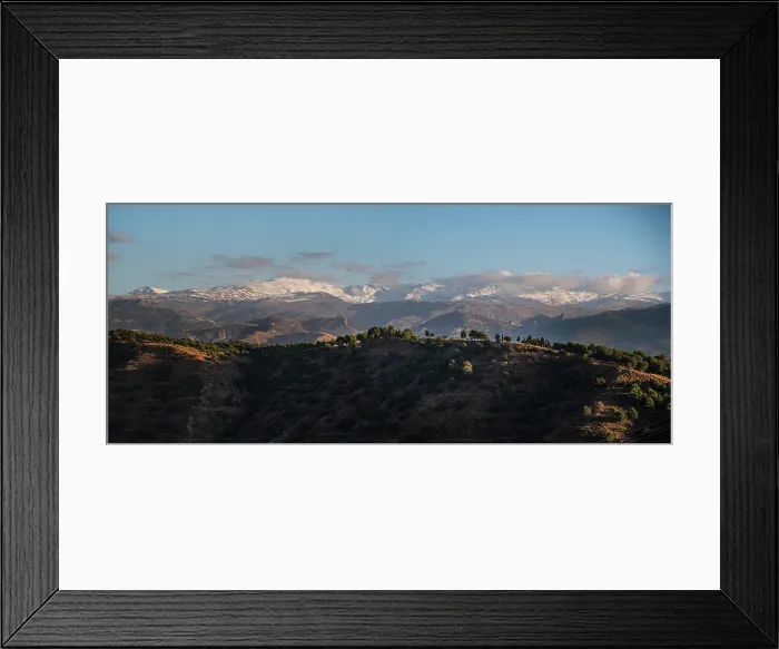 Framed Print : Sunset over hilly landscape in front of the Snowy Sierra Nevada, Albaicin, Granada, Andalucia, Spain Framed Print : Sunset over hilly landscape in front of the Snowy Sierra Nevada, Albaicin, Granada, Andalucia, Spain