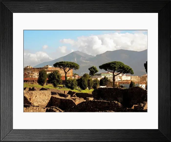 Framed Print : The archaeological ruins of Pompeii with Mount Vesuvius in the background, UNESCO, Campania, Italy Framed Print : The archaeological ruins of Pompeii with Mount Vesuvius in the background, UNESCO, Campania, Italy