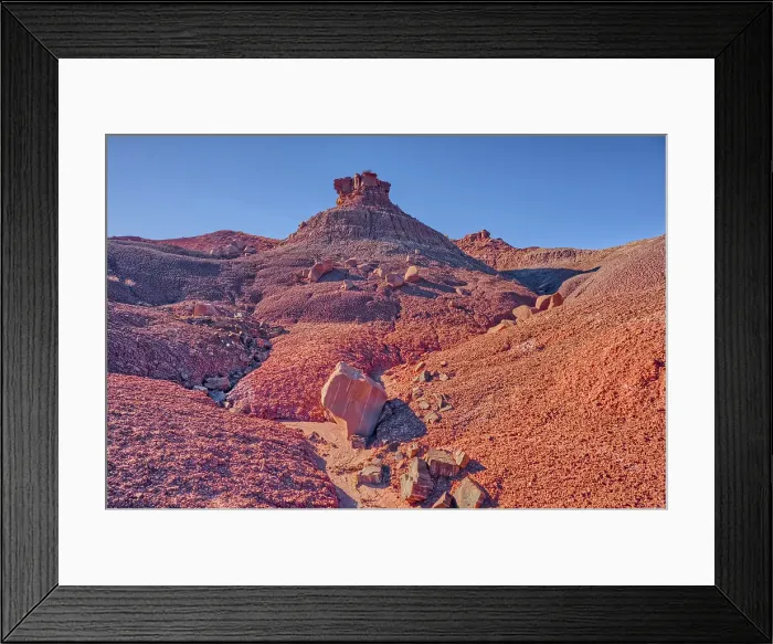 Framed Print : An island of rock in an unnamed canyon that leads to Dead Wash in Petrified Forest National Park, Arizona, United States of America