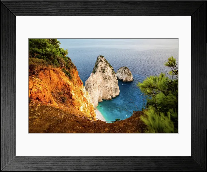 Framed Print : Viewpoint of Keri and famous Mizithres rocks with turquoise sea, Zakynthos island, Greek Islands, Greece Framed Print : Viewpoint of Keri and famous Mizithres rocks with turquoise sea, Zakynthos island, Greek Islands, Greece