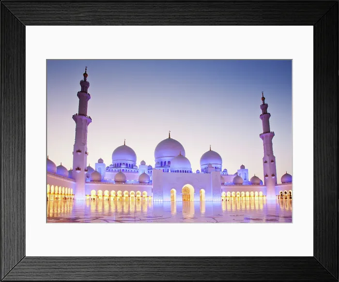 Framed Print : Sheikh Zayed Grand Mosque at dusk, Abu Dhabi, United Arab Emirates