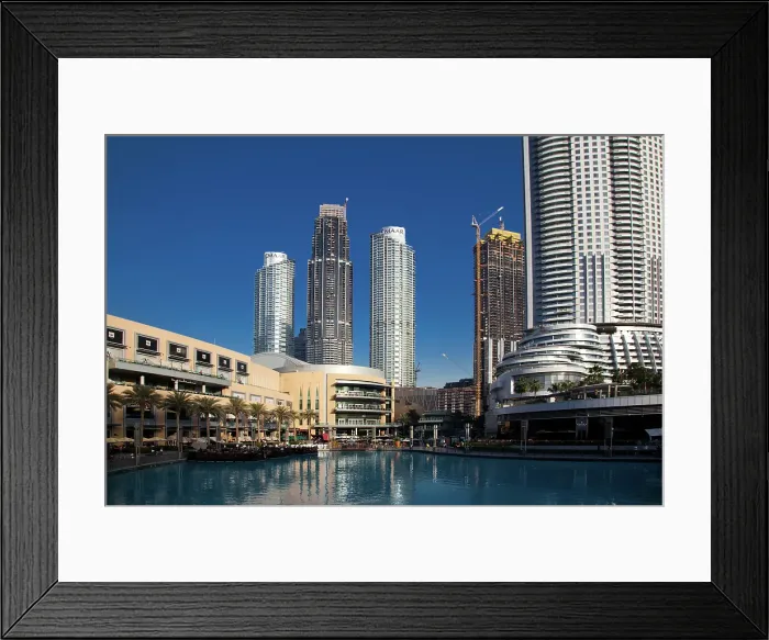 Framed Print : Skyscrapers skyline of Old Town Island around the Burj Khalifa Lake near the Dubai Mall in Dubai Downtown, Dubai, United Arab Emirates Framed Print : Skyscrapers skyline of Old Town Island around the Burj Khalifa Lake near the Dubai Mall in Dubai Downtown, Dubai, United Arab Emirates