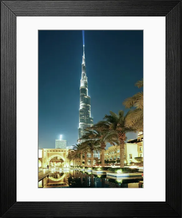 Framed Print : The entrance to the Palace Hotel in Dubai with Burj Khalifa in the background, Dubai, United Arab Emirates Framed Print : The entrance to the Palace Hotel in Dubai with Burj Khalifa in the background, Dubai, United Arab Emirates