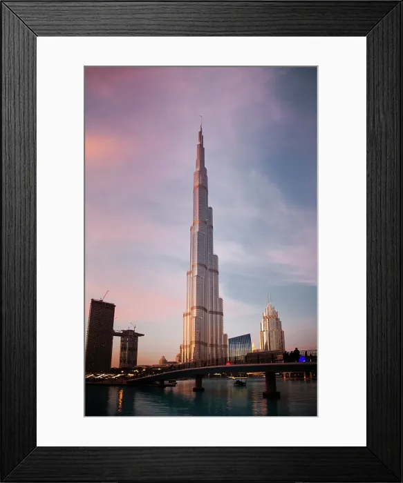 Framed Print : Burj Khalifa, world's tallest tower at sunset, Downtown Burj Dubai, Dubai, United Arab Emirates Framed Print : Burj Khalifa, world's tallest tower at sunset, Downtown Burj Dubai, Dubai, United Arab Emirates