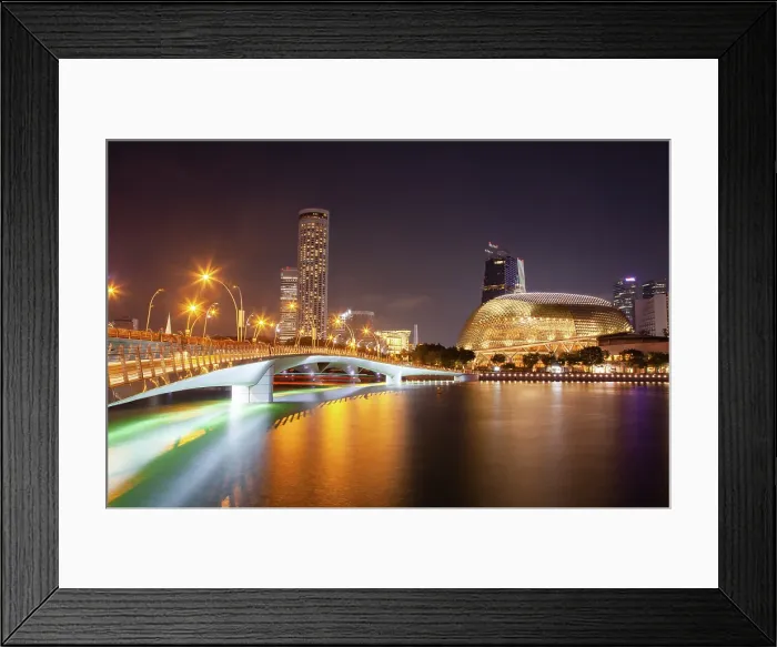Framed Print : Esplanade bridge and esplanade theaters on the bay, Singapore Framed Print : Esplanade bridge and esplanade theaters on the bay, Singapore