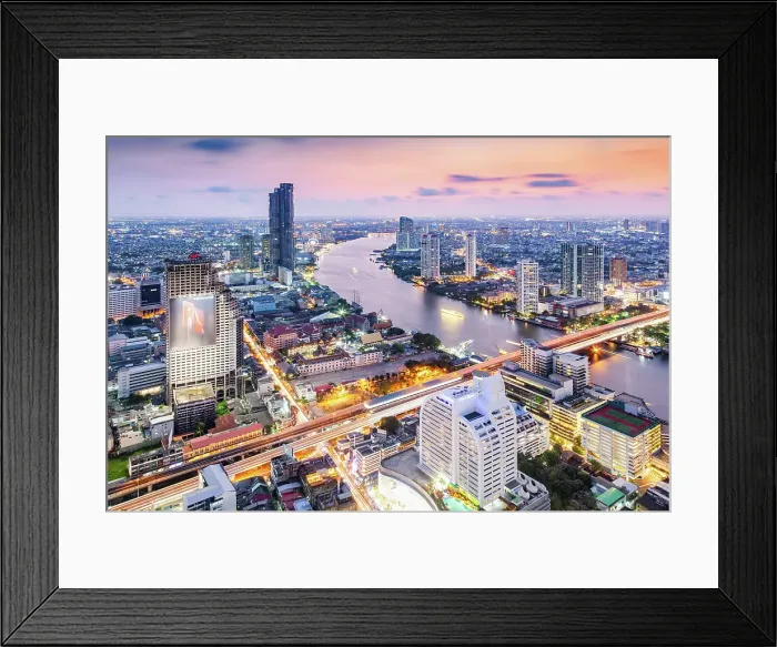 Framed Print : Aerial night view of Bangkok City skyscrapers, Bangkok, Thailand Framed Print : Aerial night view of Bangkok City skyscrapers, Bangkok, Thailand