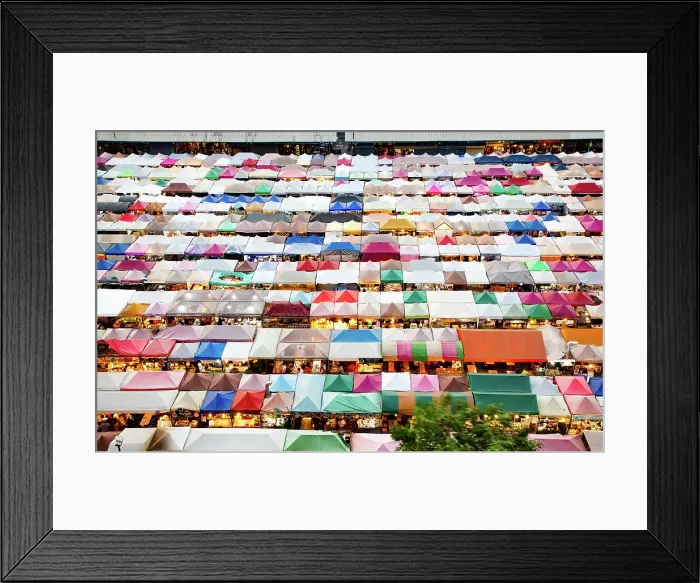 Framed Print : Colorful Night Train Market Ratchada, Bangkok, Thailand
