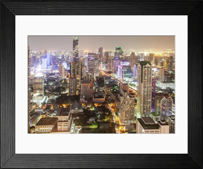 Framed Print : Aerial night view of Bangkok City skyscrapers, Bangkok, Thailand Framed Print : Aerial night view of Bangkok City skyscrapers, Bangkok, Thailand