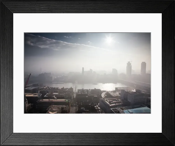 Framed Print : Rooftop view over London on a foggy day from St. Paul's Cathedral, London, England, United Kingdom Framed Print : Rooftop view over London on a foggy day from St. Paul's Cathedral, London, England, United Kingdom