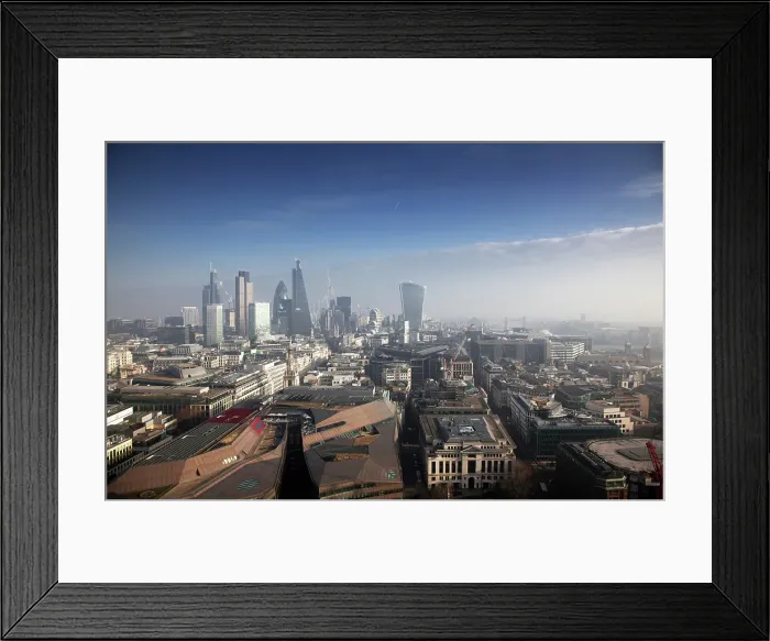 Framed Print : Rooftop view over London on a foggy day from St. Paul's Cathedral, London, England, United Kingdom Framed Print : Rooftop view over London on a foggy day from St. Paul's Cathedral, London, England, United Kingdom