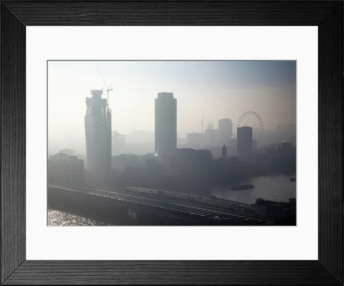 Framed Print : Rooftop view over London on a foggy day from St. Paul's Cathedral, London, England, United Kingdom Framed Print : Rooftop view over London on a foggy day from St. Paul's Cathedral, London, England, United Kingdom