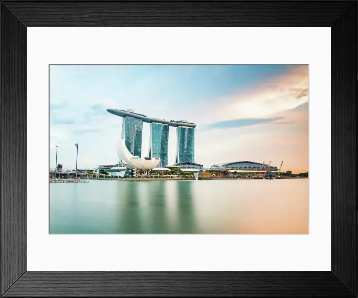 Framed Print : Skyline of Singapore Marina Bay at night with Marina Bay Sands, Art Science museum and tourist boats, Singapore Framed Print : Skyline of Singapore Marina Bay at night with Marina Bay Sands, Art Science museum and tourist boats, Singapore