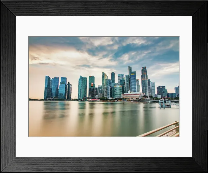 Framed Print : Downtown core skyscrapers by Marina Bay, Singapore Framed Print : Downtown core skyscrapers by Marina Bay, Singapore