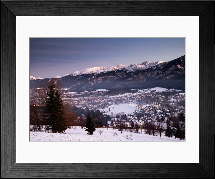 Framed Print : Zakopane and the High Tatras in winter at night, Poland