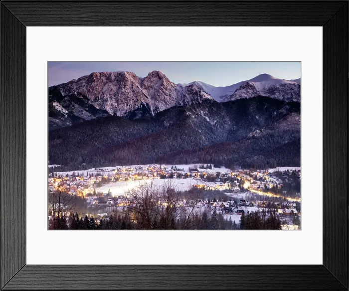 Framed Print : Zakopane and the High Tatras in winter at night, Poland Framed Print : Zakopane and the High Tatras in winter at night, Poland