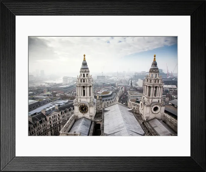 Framed Print : Rooftop view over London on a foggy day from St. Paul's Cathedral, London, England, United Kingdom Framed Print : Rooftop view over London on a foggy day from St. Paul's Cathedral, London, England, United Kingdom