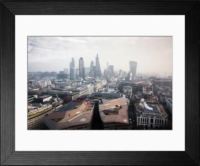 Framed Print : Rooftop view over London on a foggy day from St. Paul's Cathedral, London, England, United Kingdom Framed Print : Rooftop view over London on a foggy day from St. Paul's Cathedral, London, England, United Kingdom