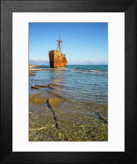Framed Print : Dimitrios boat shipwreck on a sandy beach near Gythio, Peloponnese, Greece Framed Print : Dimitrios boat shipwreck on a sandy beach near Gythio, Peloponnese, Greece