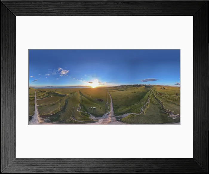 Framed Print : A stunning panoramic 360° view of Song Kol lake at sunrise, Kyrgyzstan Framed Print : A stunning panoramic 360° view of Song Kol lake at sunrise, Kyrgyzstan