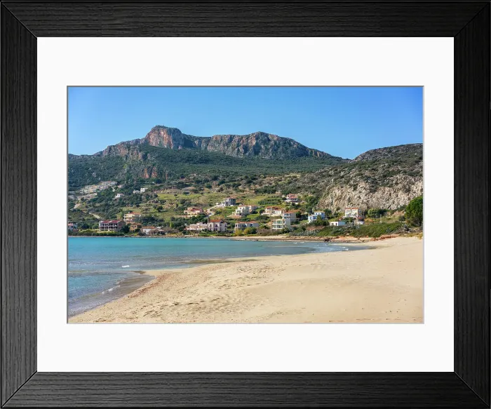 Framed Print : Plitra beach with turquoise water in Karavostasi in the south of Greece, Peloponnese, Greece Framed Print : Plitra beach with turquoise water in Karavostasi in the south of Greece, Peloponnese, Greece