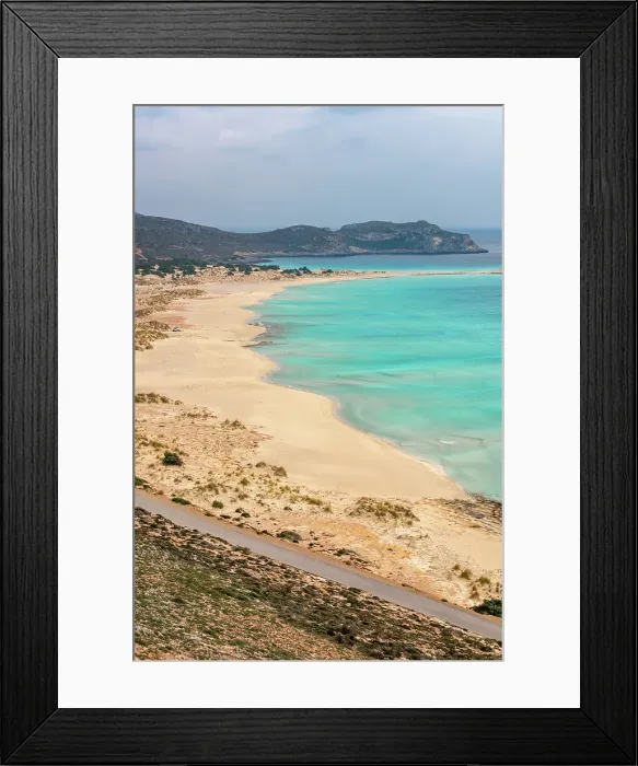 Framed Print : Elafonisos island and Simos beach with turquoise water in the south of Greece, Greece Framed Print : Elafonisos island and Simos beach with turquoise water in the south of Greece, Greece