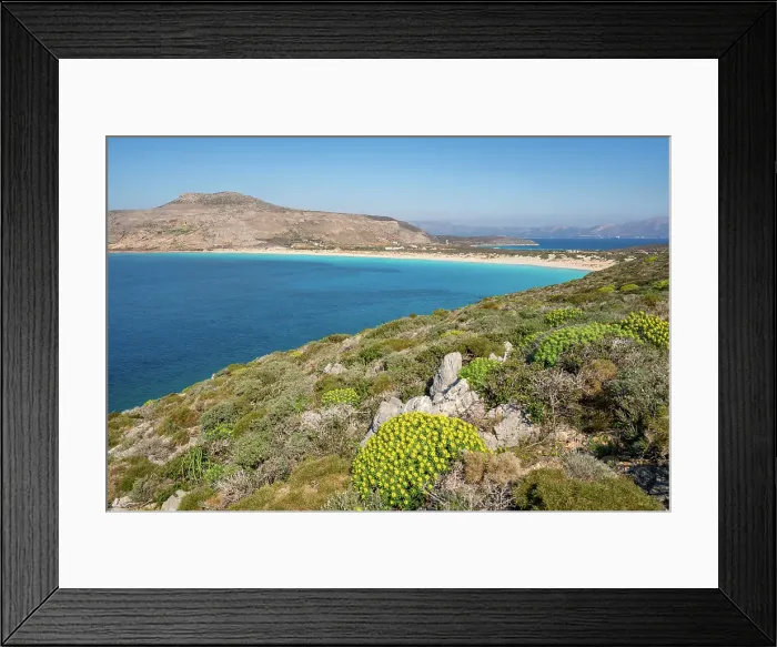 Framed Print : Simos beach with turquoise water, Elafonisos island, Greece Framed Print : Simos beach with turquoise water, Elafonisos island, Greece