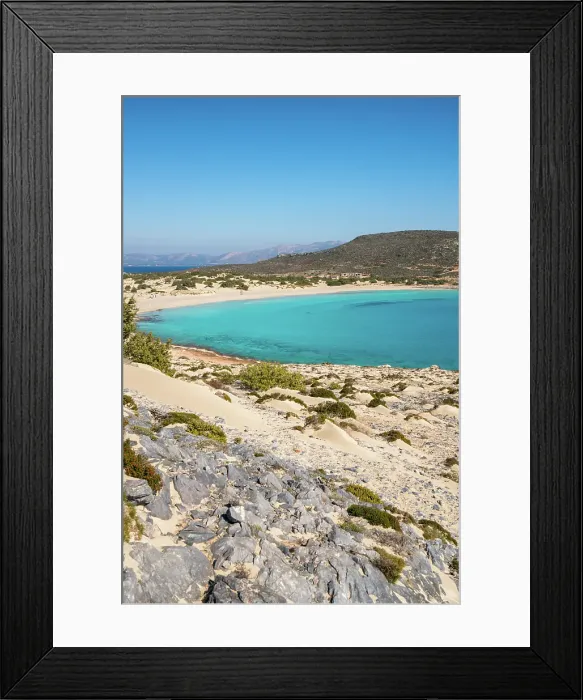 Framed Print : Simos beach with turquoise water, Elafonisos island, Greece Framed Print : Simos beach with turquoise water, Elafonisos island, Greece