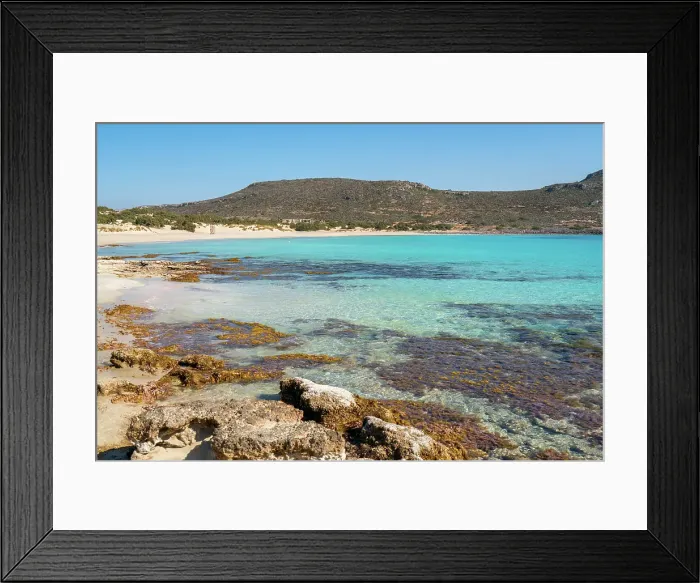 Framed Print : Simos beach with turquoise water, Elafonisos island, Greece