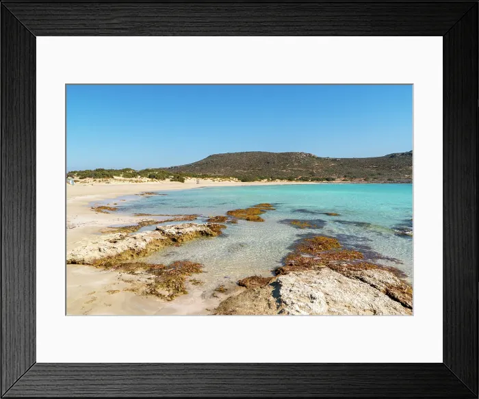 Framed Print : Simos beach with turquoise water, Elafonisos island, Greece Framed Print : Simos beach with turquoise water, Elafonisos island, Greece