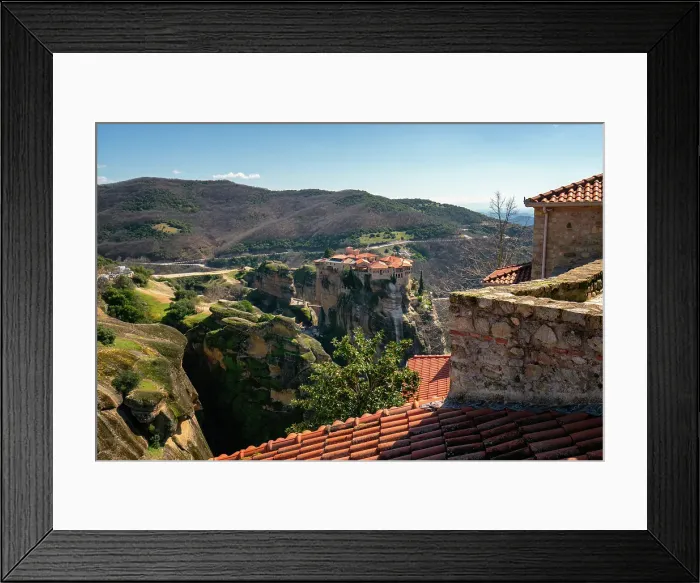 Framed Print : Meteora, ancient holy Monastery of Varlaam seen from Great Meteoron, UNESCO, Kalabaka, Greece Framed Print : Meteora, ancient holy Monastery of Varlaam seen from Great Meteoron, UNESCO, Kalabaka, Greece