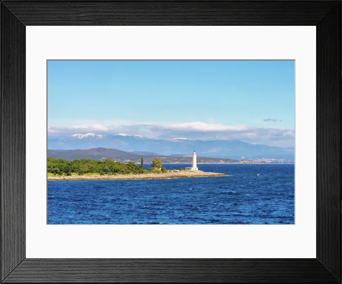 Framed Print : Gythio lighthouse and sea in the south of Greece, Peloponnese, Greece Framed Print : Gythio lighthouse and sea in the south of Greece, Peloponnese, Greece