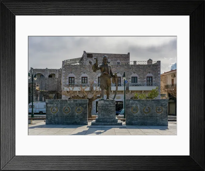 Framed Print : Petrobey Mavromichalis statue in Areopoli, Mani Peninsula, Peloponnese, Greece
