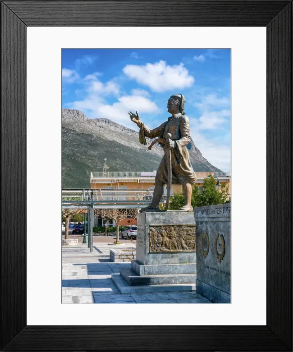 Framed Print : Petrobey Mavromichalis statue in Areopoli, Mani Peninsula, Peloponnese, Greece