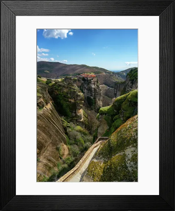 Framed Print : Meteora, ancient holy monastery of Varlaam seen from Great Meteoron, UNESCO, Kalabaka, Greece Framed Print : Meteora, ancient holy monastery of Varlaam seen from Great Meteoron, UNESCO, Kalabaka, Greece