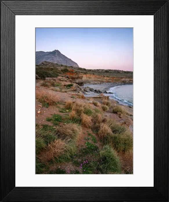 Framed Print : Aspes beach at sunset, with turquoise sea in the background, Greece Framed Print : Aspes beach at sunset, with turquoise sea in the background, Greece