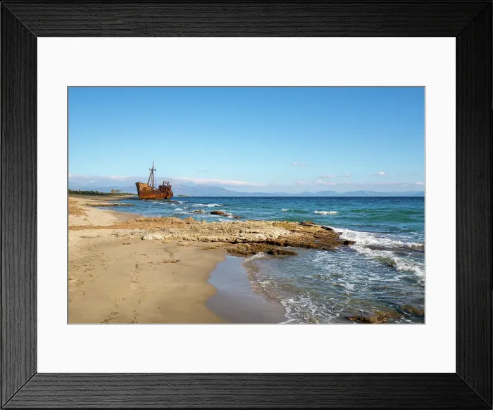 Framed Print : Dimitrios boat shipwreck on a sandy beach near Gythio, Peloponnese, Greece Framed Print : Dimitrios boat shipwreck on a sandy beach near Gythio, Peloponnese, Greece