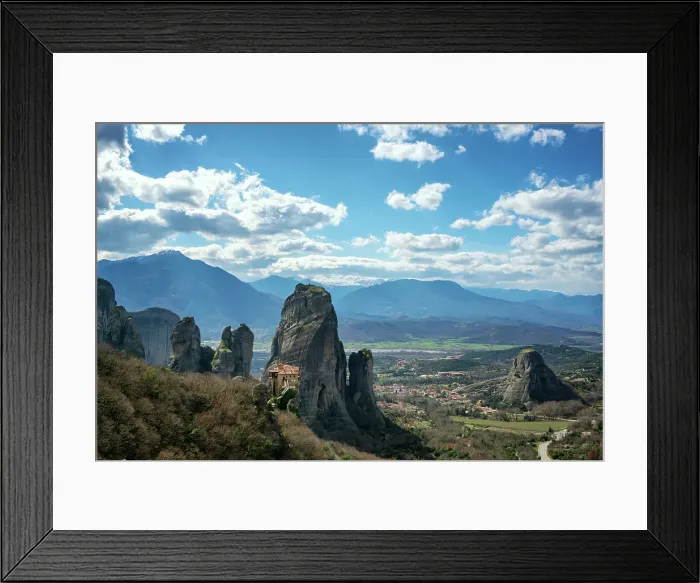 Framed Print : Meteora, ancient holy Monastery of Rousanos Saint Barbara, UNESCO, Kalabaka, Greece
