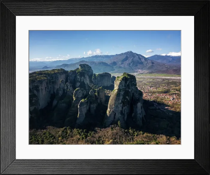 Framed Print : Drone aerial view of Meteora and ancient holy monastery, UNESCO, Kalabaka, Greece Framed Print : Drone aerial view of Meteora and ancient holy monastery, UNESCO, Kalabaka, Greece