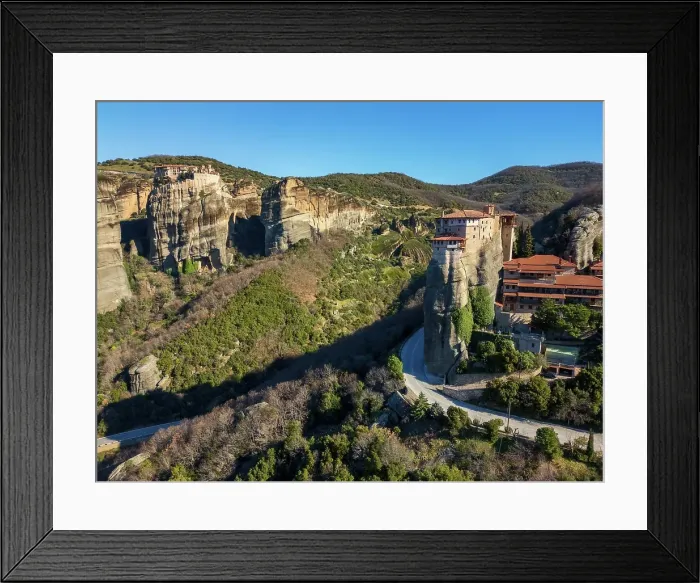 Framed Print : Drone aerial view of Meteora with ancient holy Monastery of Varlaam, UNESCO, Kalabaka, Greece Framed Print : Drone aerial view of Meteora with ancient holy Monastery of Varlaam, UNESCO, Kalabaka, Greece