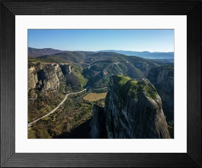 Framed Print : Drone aerial view of Meteora with ancient holy Monastery of Varlaam and Great Meteoron, UNESCO, Kalabaka, Greece Framed Print : Drone aerial view of Meteora with ancient holy Monastery of Varlaam and Great Meteoron, UNESCO, Kalabaka, Greece