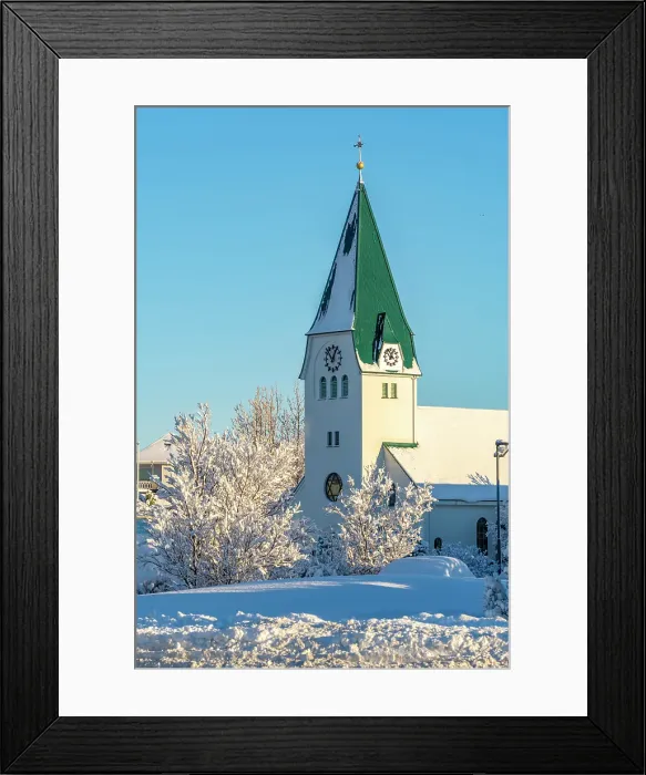 Framed Print : View of Hafnarfjaroarkirkja church in Hafnarfjorour in winter, Hafnarfjorour, Iceland Framed Print : View of Hafnarfjaroarkirkja church in Hafnarfjorour in winter, Hafnarfjorour, Iceland