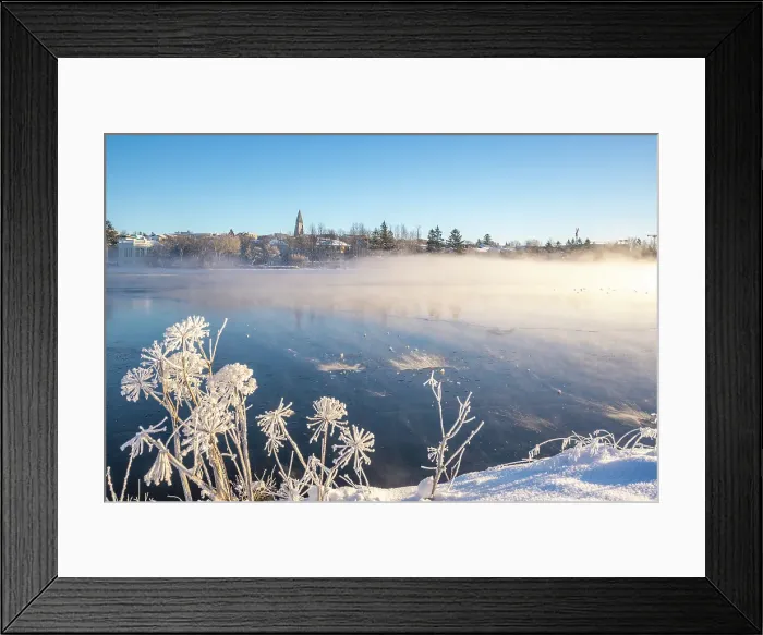 Framed Print : View of Tjornin park and Hallgrimskirkja on a sunny day in winter, Reykjavik, Iceland Framed Print : View of Tjornin park and Hallgrimskirkja on a sunny day in winter, Reykjavik, Iceland
