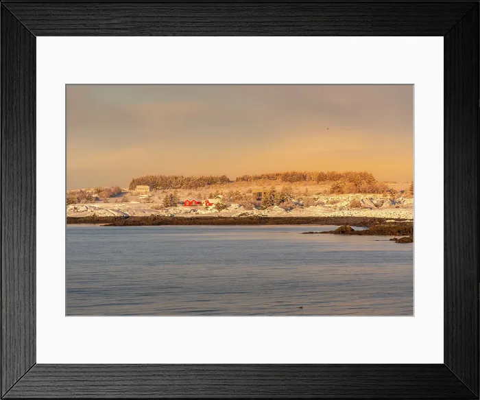 Framed Print : View of Alftanes headland from Hafnarfjorour in winter, Hafnarfjorour, Iceland Framed Print : View of Alftanes headland from Hafnarfjorour in winter, Hafnarfjorour, Iceland