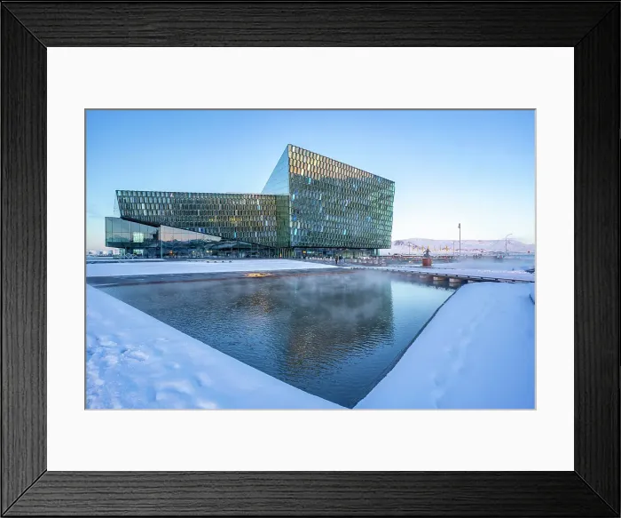 Framed Print : View of Harpa Concert Hall and Conference Centre in the city centre in winter, Reykjavik, Iceland Framed Print : View of Harpa Concert Hall and Conference Centre in the city centre in winter, Reykjavik, Iceland