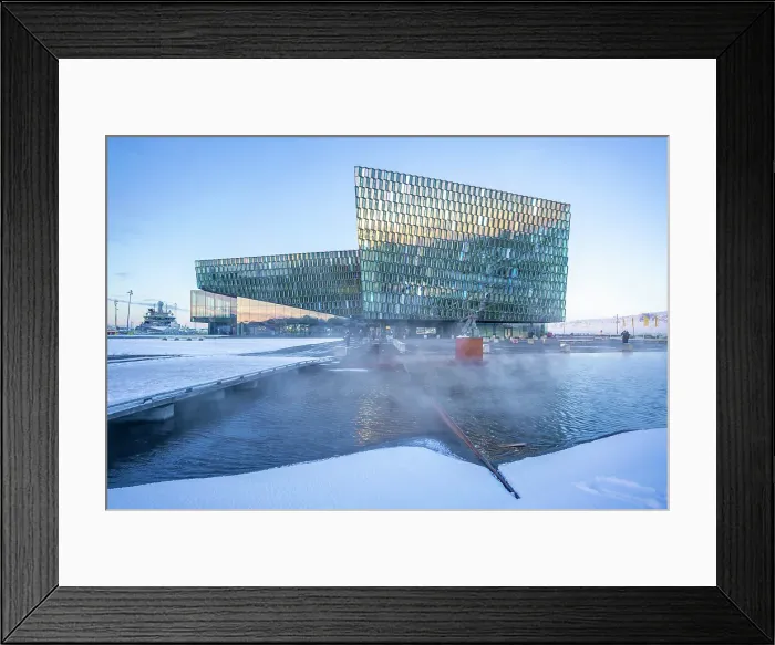 Framed Print : View of Harpa Concert Hall and Conference Centre in the city centre in winter, Reykjavik, Iceland Framed Print : View of Harpa Concert Hall and Conference Centre in the city centre in winter, Reykjavik, Iceland