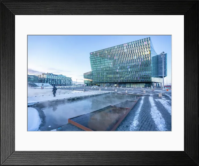 Framed Print : View of Harpa Concert Hall and Conference Centre in the city centre in winter, Reykjavik, Iceland Framed Print : View of Harpa Concert Hall and Conference Centre in the city centre in winter, Reykjavik, Iceland