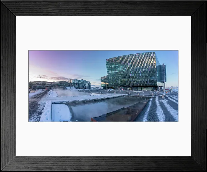 Framed Print : View of Harpa Concert Hall and Conference Centre in the city centre in winter, Reykjavik, Iceland Framed Print : View of Harpa Concert Hall and Conference Centre in the city centre in winter, Reykjavik, Iceland