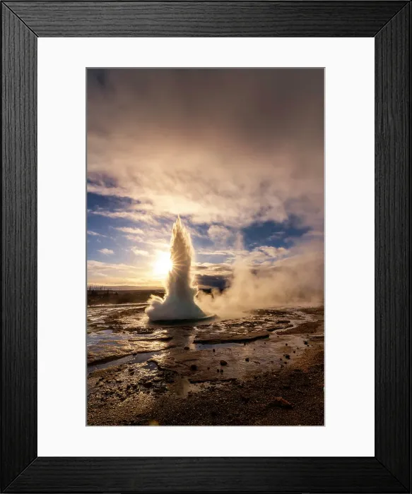 Framed Print : View of geysers at Geysir Hot Springs in winter, Western Region, Iceland Framed Print : View of geysers at Geysir Hot Springs in winter, Western Region, Iceland