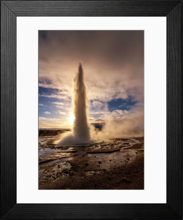 Framed Print : View of geysers at Geysir Hot Springs in winter, Western Region, Iceland Framed Print : View of geysers at Geysir Hot Springs in winter, Western Region, Iceland