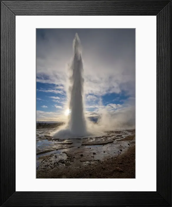Framed Print : View of geysers at Geysir Hot Springs in winter, Western Region, Iceland Framed Print : View of geysers at Geysir Hot Springs in winter, Western Region, Iceland